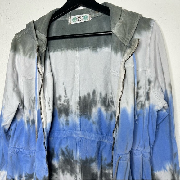 Coin 1804 Tie Dye Robe Swimsuit Coverup Cover Up Long Hoodie Zipper Zip up - Picture 5 of 12